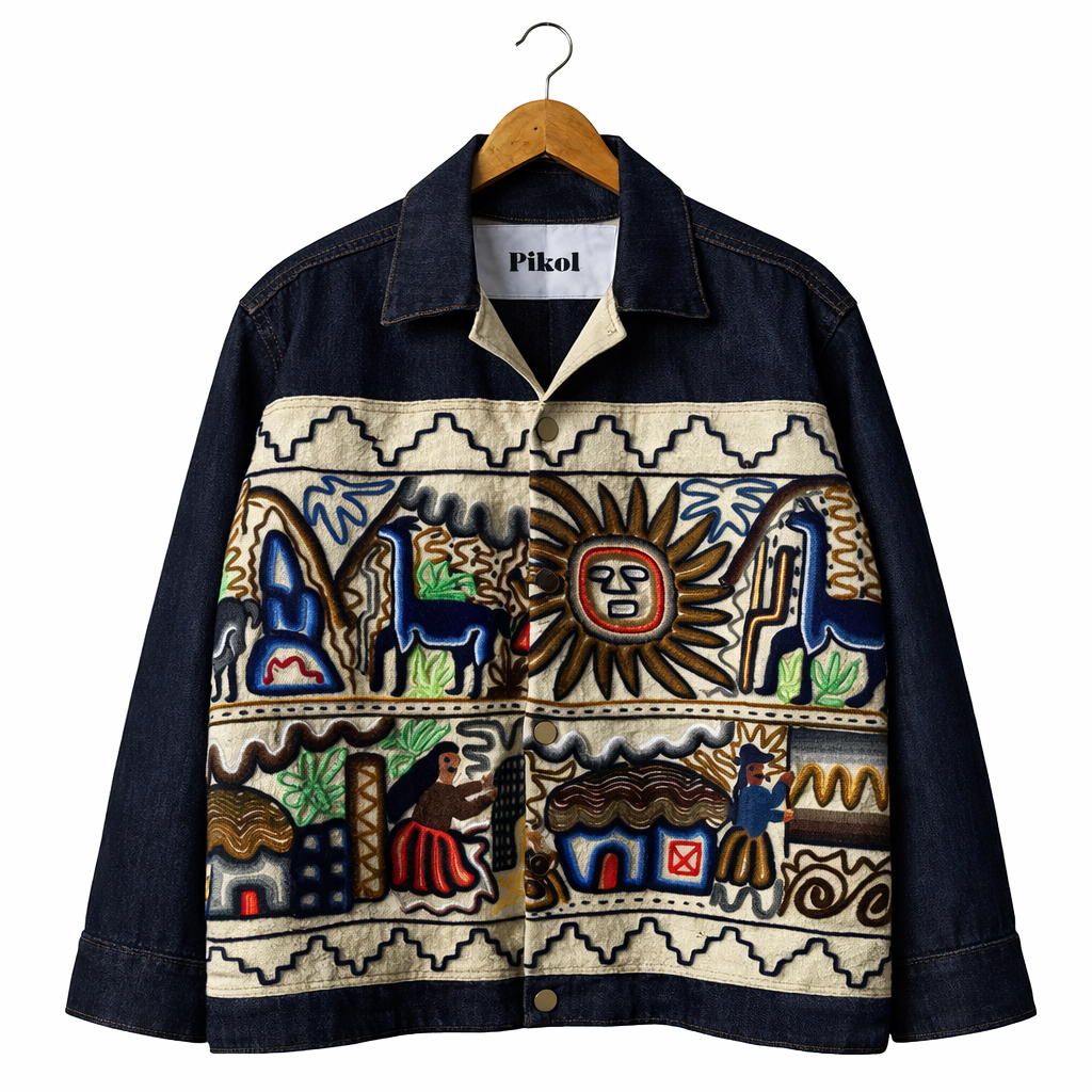 Tribal Sun Art Denim Jacket