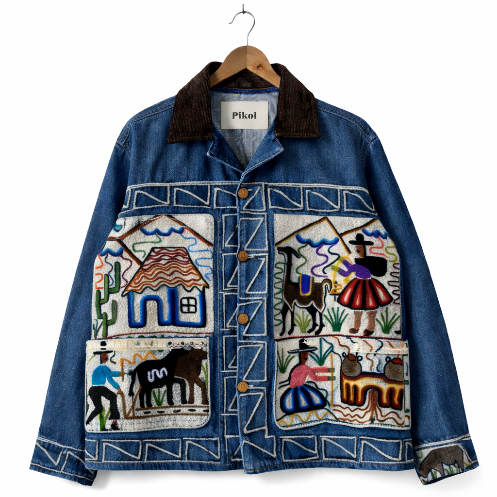Blue Folk Story Denim Jacket
