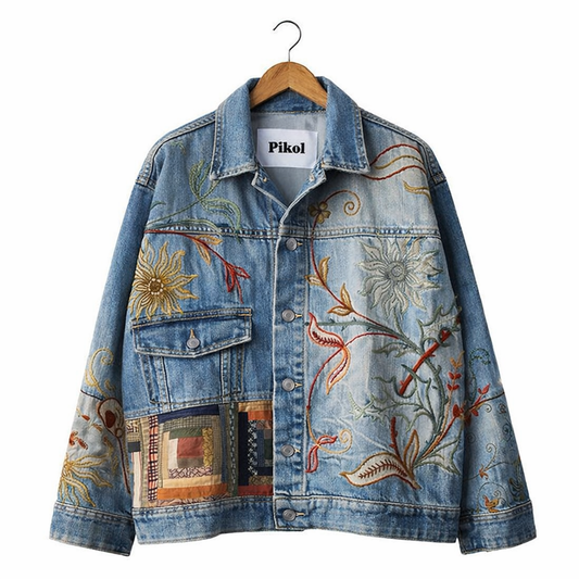 Embroidered Botanical Denim Jacket